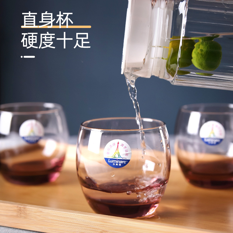 Lemeiya Creative glass water cups, juice drink cups, heat-resistant glass tea cups, milk cups, colored straight cups details Picture