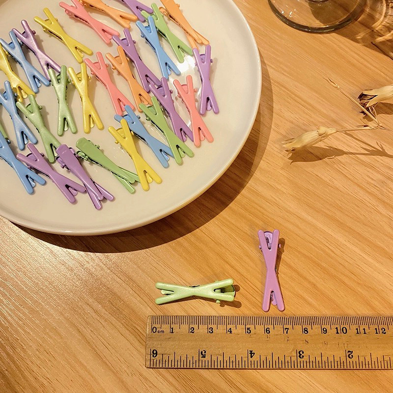 Colorful dopamine cross children's hair clip diy base clip, small 4.5 cm duckbill clip, baby bangs clip details Picture