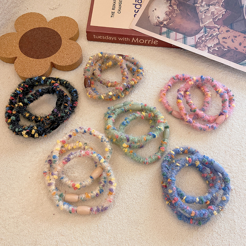 Christmas colorful polka dot hair ties, small chanel-style knitted hair bands, high-elasticity hair ties wholesale, hair tie, Korean style details Picture