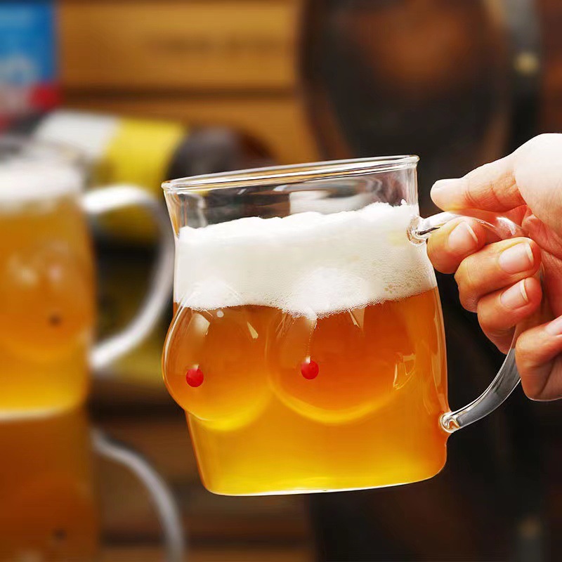 High borosilicate glass cups, single-layer high-temperature resistant glass water cups, transparent coffee cups with handles, single-layer large cup covers details Picture