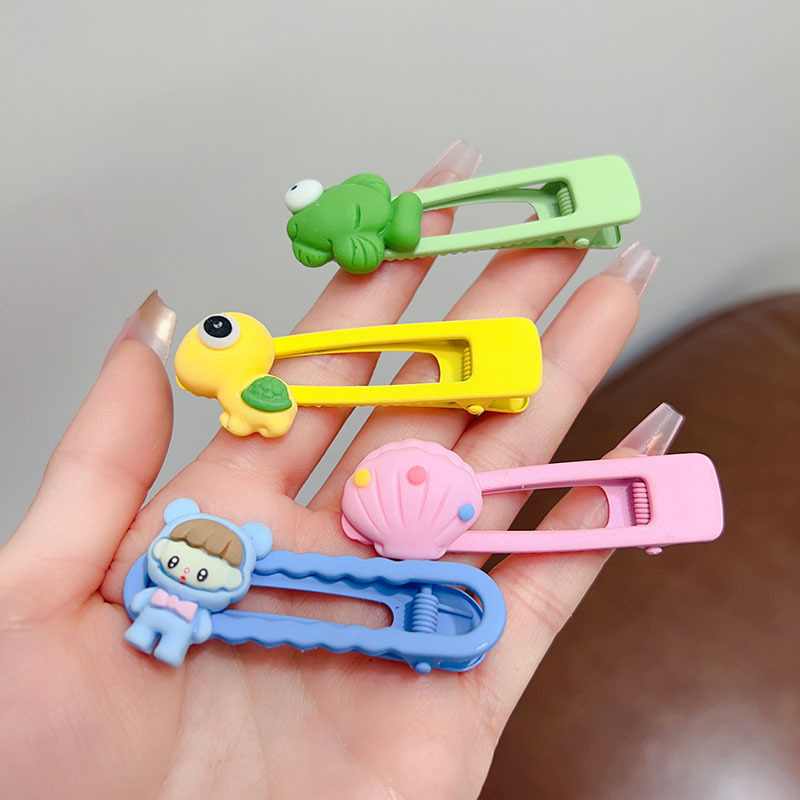 New Korean version children's cute cartoon hair clips, duckbill clips, girl side clips, bangs clips, baby hair accessories and head accessories Specification drawing
