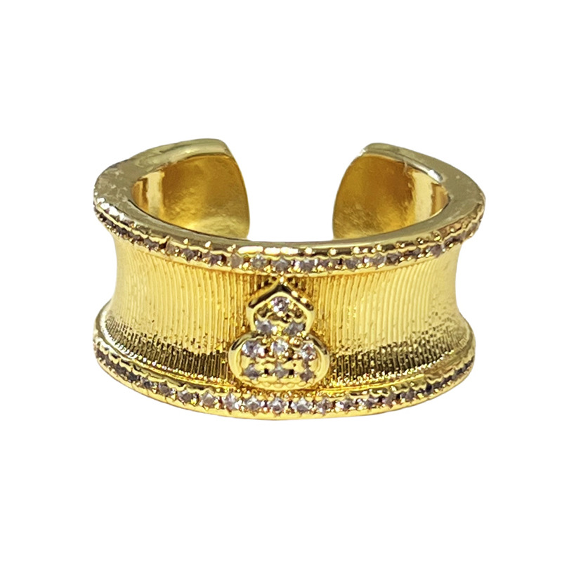 A retro diamond-dot brushed gourd light luxury wide version ring, the same style as the best-selling one on Xiaohongshu, with a simple and elegant personality Item Picture