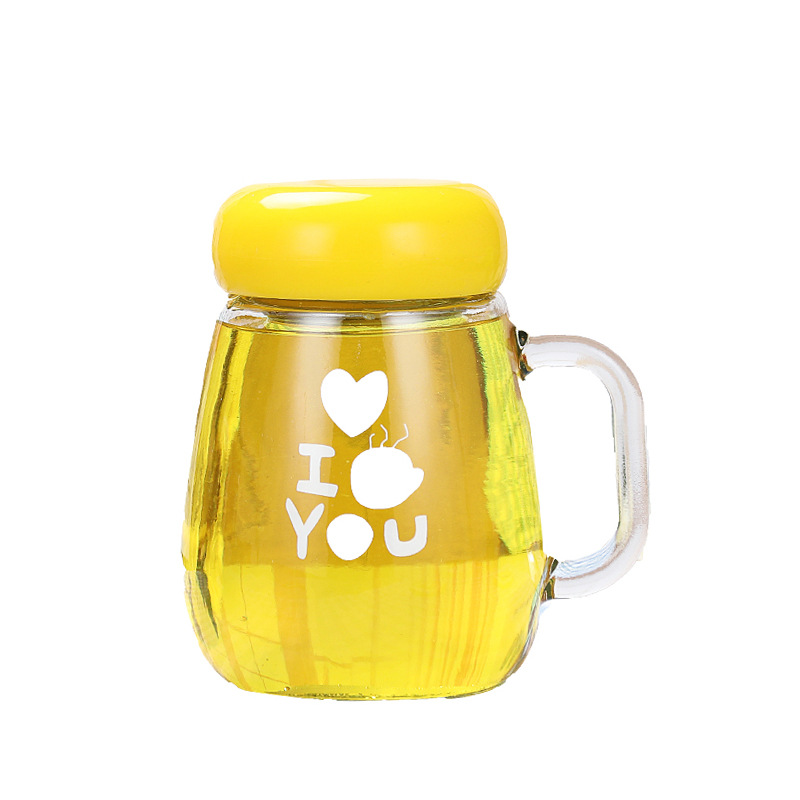 Creative glass flower tea cups, portable push cups, penguin cups, couple water cups, event printed LOGO gift advertising cups Item Picture