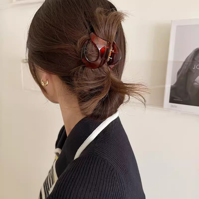Irregular-shaped pumpkin hair clip, high-end women's hair clip, 2025 new high-end shark clip at the back of the head, small clip hair accessory Specification drawing