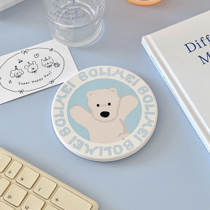 Bolimei's fresh and clean style coasters, ceramic coasters, cartoon pattern puppies, and girlish coasters Application Scenario