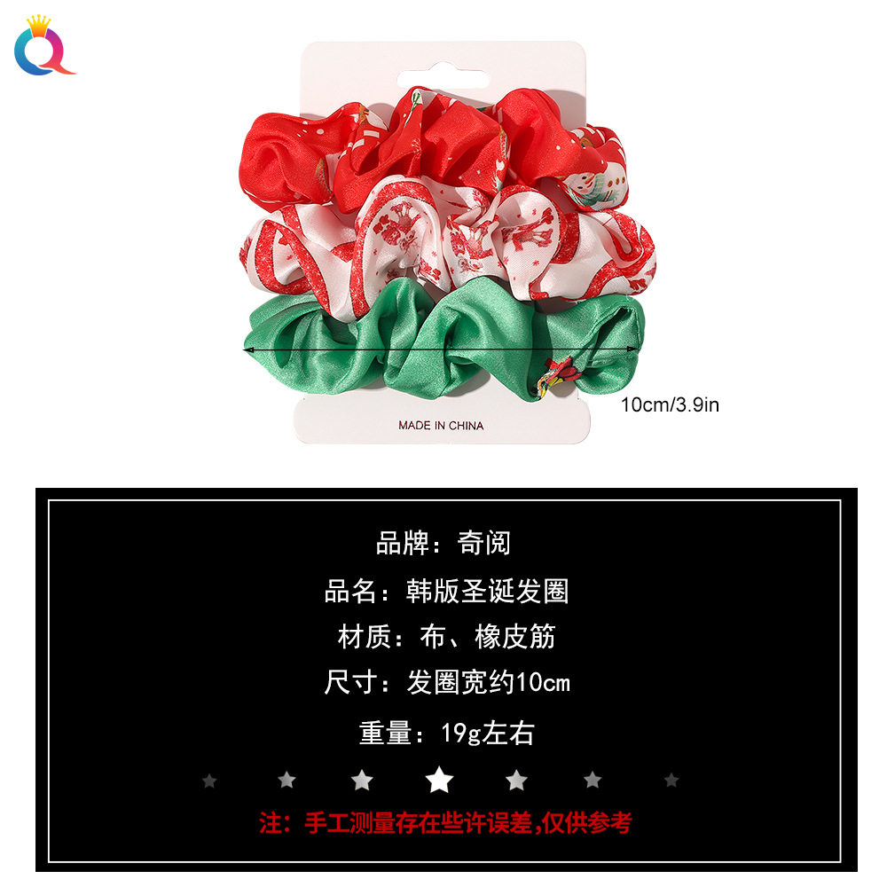 Qiyue's new Christmas hair band three-color set: Fresh fabric large intestine hair band, ponytail hair tie and hair accessory Application Scenario