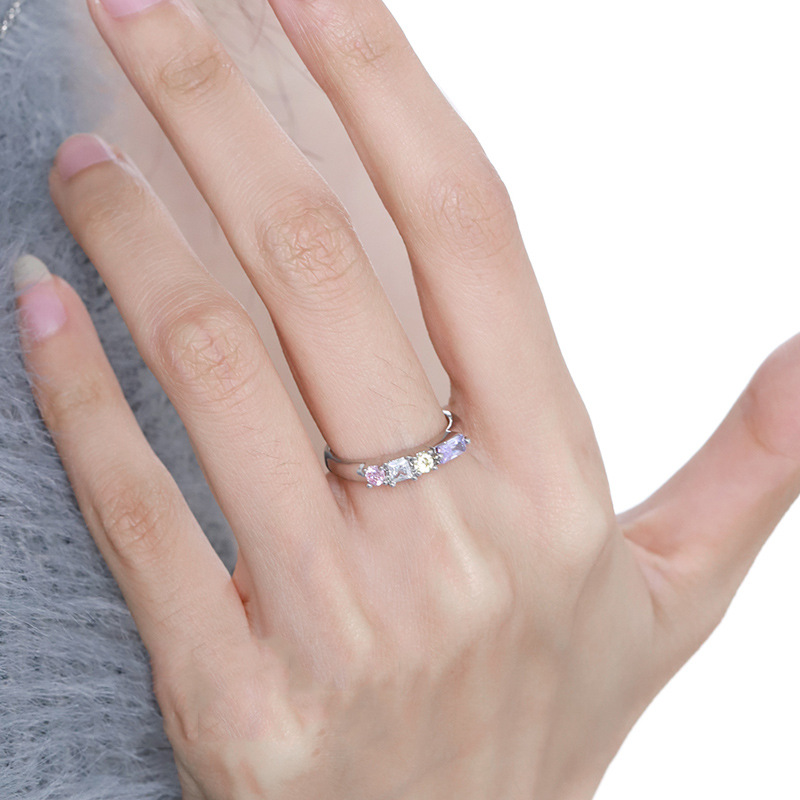 Candy-colored diamond zircon simple open ring for women on Instagram, cold style, niche personality, trendy and cool food ring details Picture