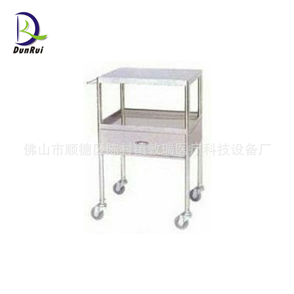 Factory direct sales single-suction treatment trolley, 304 stainless steel thickened mobile storage trolley, tool trolley, hospital care full figure