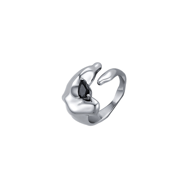 Irregular zircon open ring for women, new trendy ins style, cold and high-end, niche design, personalized index finger ring Item Picture