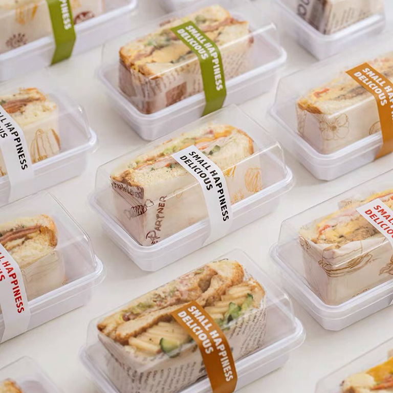 A single transparent packaging box for the popular sandwich cake, cut into pieces, and baked Swiss desserts Specification drawing