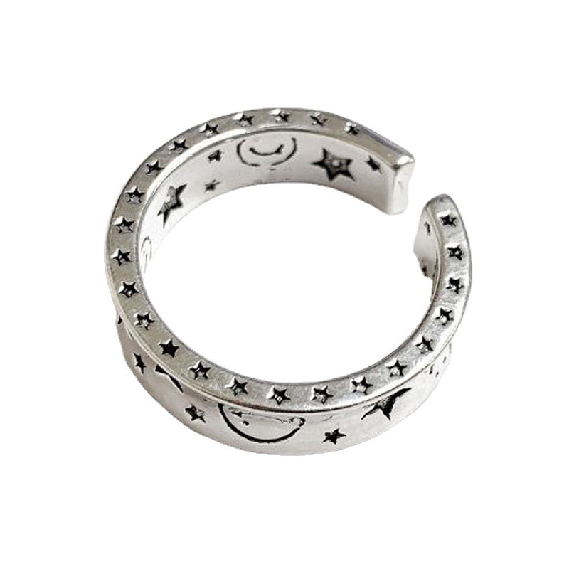 Graffiti star ring, female Instagram, cold style, high-end, individual, cool, retro hip-hop, smiling face, open mouth to eat the ring Item Picture