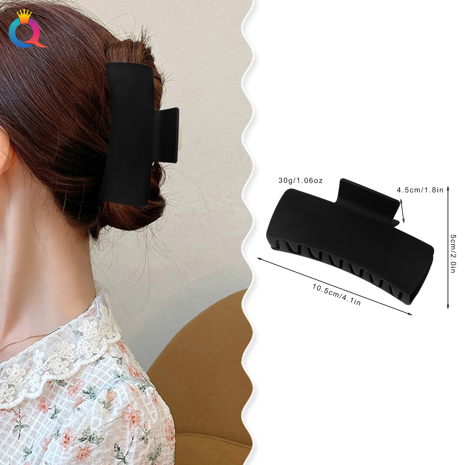 Qiyue Cross-border Solid square hair clips, solid color matte grab clips, high-end hair clips, shark clips, hair accessories wholesale details Picture