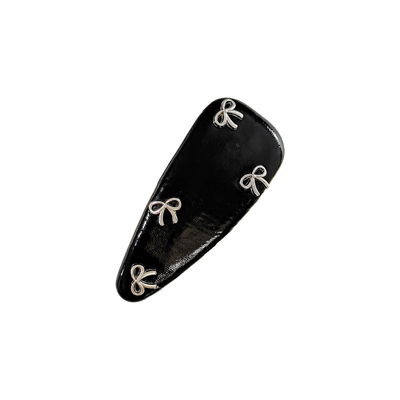 Elegant bow leather hair band, tall female headband with pressure on the top of the head, sweet and cool, spicy girl, small hair, bb clip, hairpin headwear Item Picture
