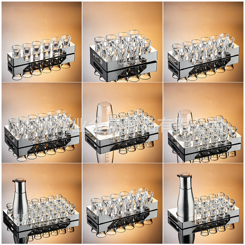 Stainless steel bullet cup holder, bar ktv, white spirit cup holder, swallow cup, one-sip cup, spirits cup holder, cocktail mixing tools, cross-border full figure