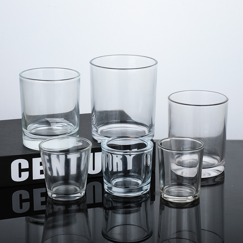 Wholesale scented glass cups, thickened transparent and simple candlesticks, homemade candle cups, household candle glass containers, empty cups full figure