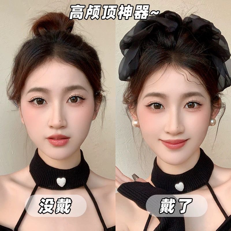 Black bow hair clip, women's hair accessory, high-end top clip, mesh cloud butterfly head knot hair clip, back spoon spring clip full figure
