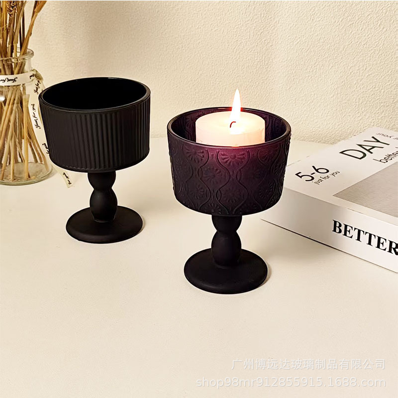 ins Roman column glass candlestick French retro decorative item, romantic candlelight dinner decoration, photo display Specification drawing