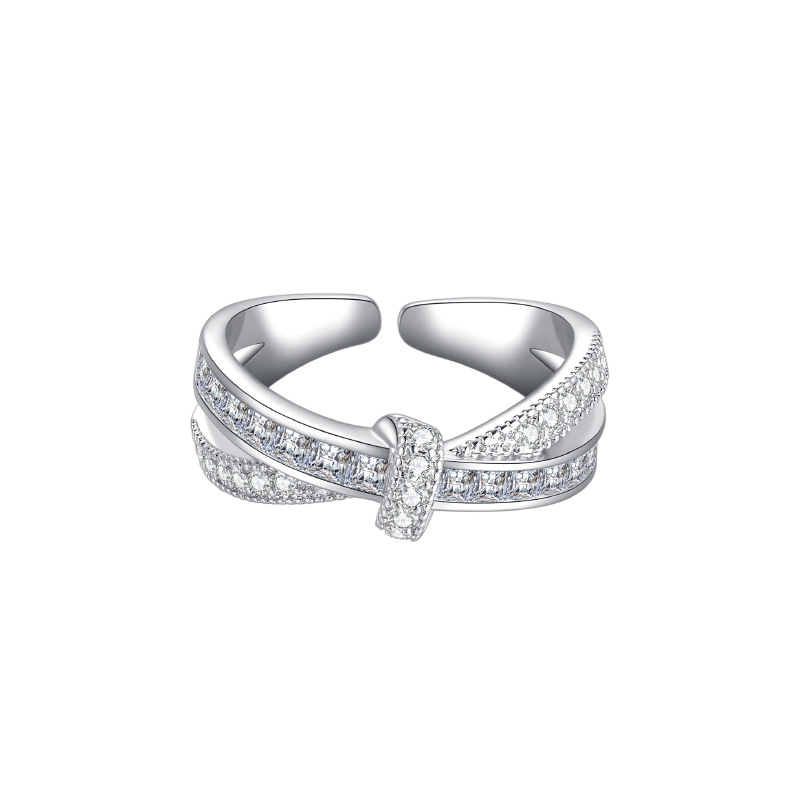 A unique and simple cross-diamond open-mouth ring for women, with a cold style and exquisite zircon food ring trend on Instagram Item Picture