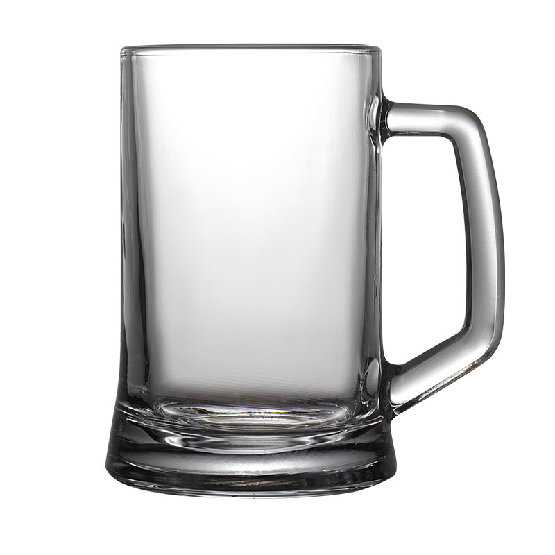Green Apple glass handle cups, large-capacity draft beer cups, household heat-resistant glass tea cups, Hite cups, wholesale beer handle cups Item Picture