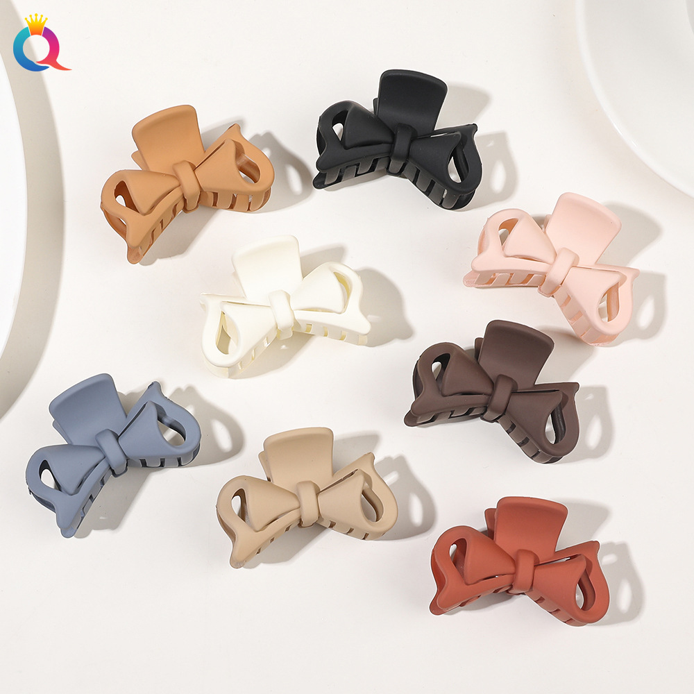 Qiyue Cross-border simple matte small grabber, fashionable and versatile shark clip, bow tie, updo, women's hair clip and hair accessory wholesale full figure