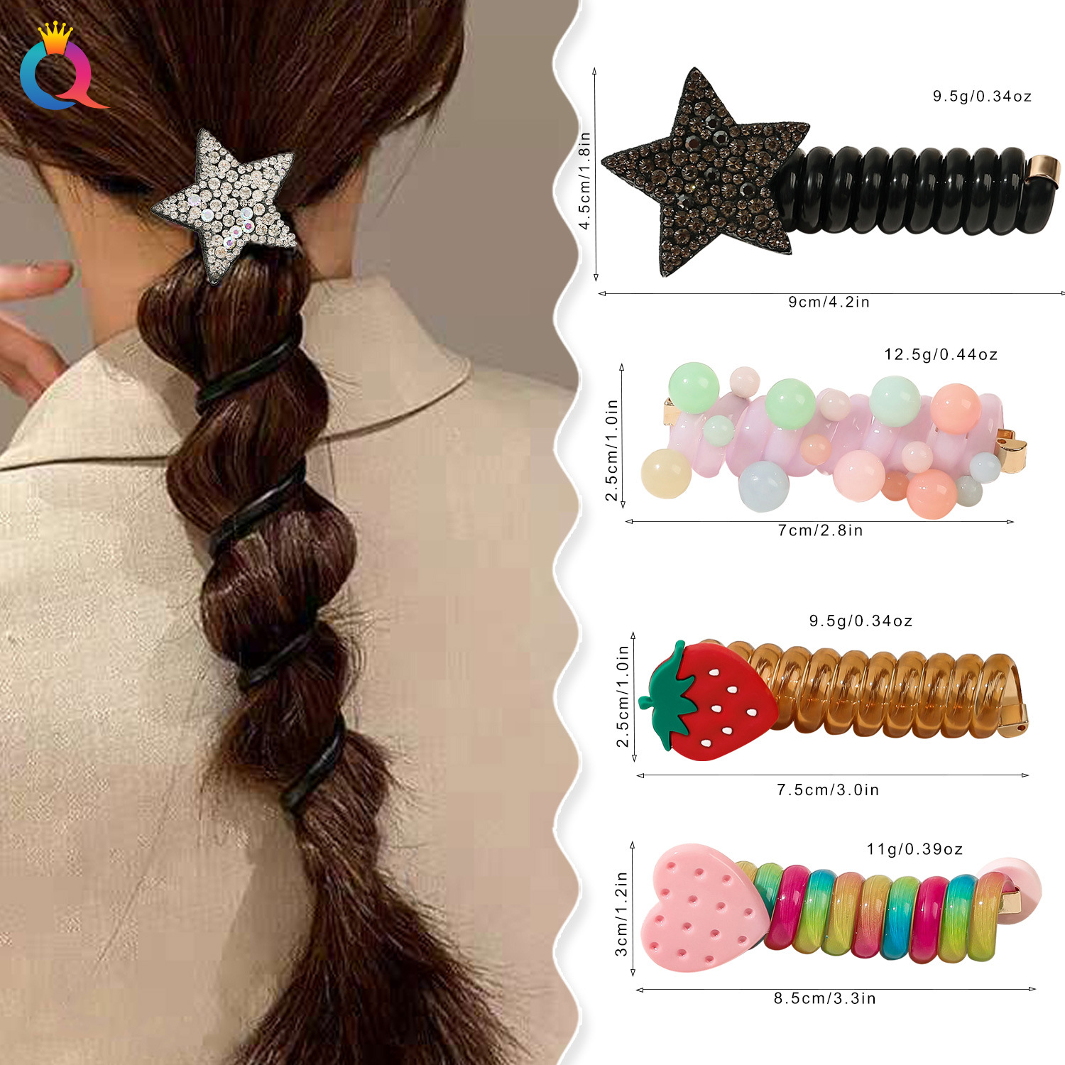 Qiyue Hair Tie, telephone line hair band, Korean-style braided hair, high bullet rope, rubber band, high appearance level, ponytail hair rope, hair accessory wholesale details Picture