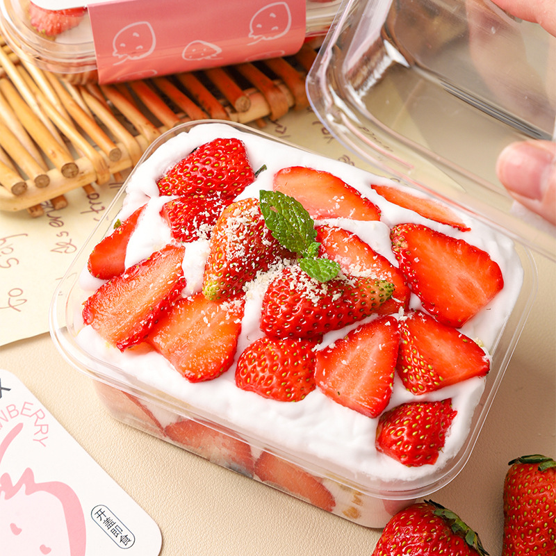 Strawberry cream box, mille-feuille mousse cake packaging box, Tiramisu Napoleon box, picnic baking packing box Item Picture