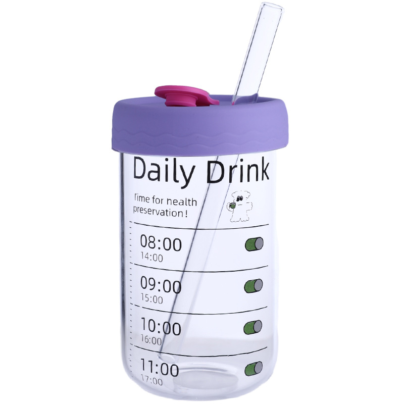 Bolimei Dopamine InS-style glass straw Cup, Girl's Heart Water Cup, student drinking cup, Glass cup wholesale Item Picture