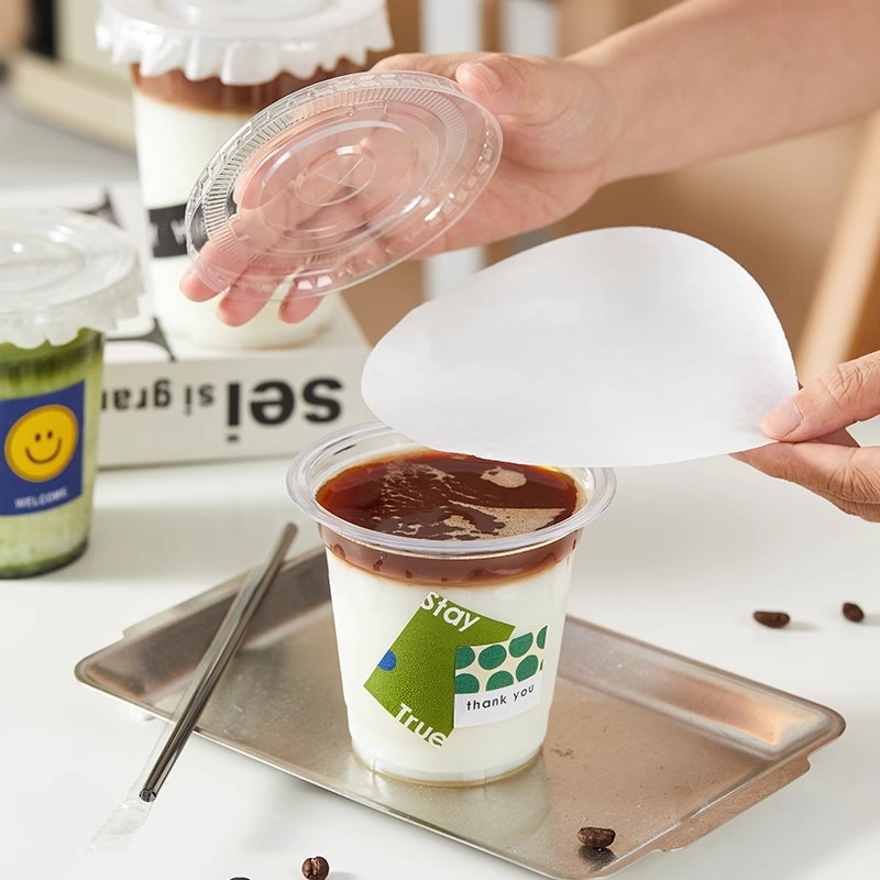 98-caliber pet milk tea cup, disposable coffee cup, packing strap lid, transparent plastic juice drink and cold drink cup Application Scenario