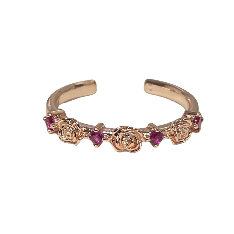 This delicate and exquisite rose-shaped sweet and cool ring is adjustable for women, exuding a fashionable and versatile style. It is a trendy index finger ring with a cold touch Item Picture