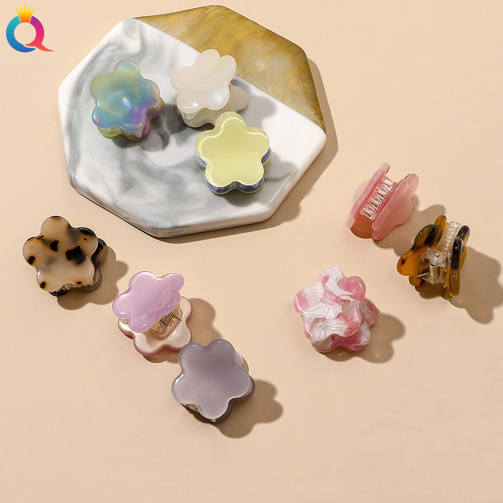 Qiyue Korean acetate flower hair clips: Simple and elegant small clip, bangs clip, side clip, top clip full figure
