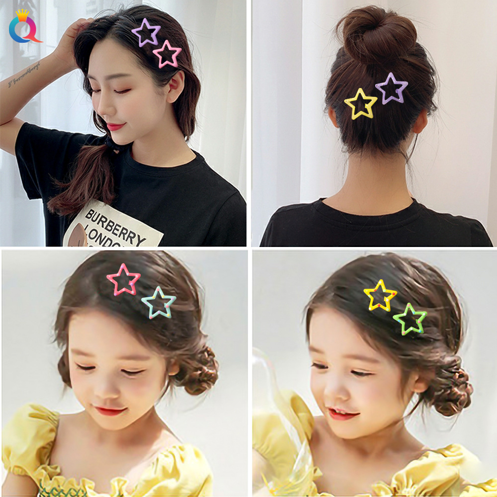 Qiyue's girlish bangs clips, simple lacquered BB clips, dopamine hair clips, candy-colored five-pointed star hair clips and hair accessories Specification drawing