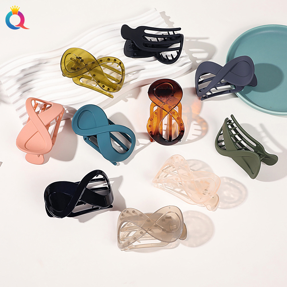 Qiyue Cross-border PC hair clips, simple 8-shaped hairpins, hair grabbers, shark clips, duckbill clips, and hair accessories wholesale details Picture
