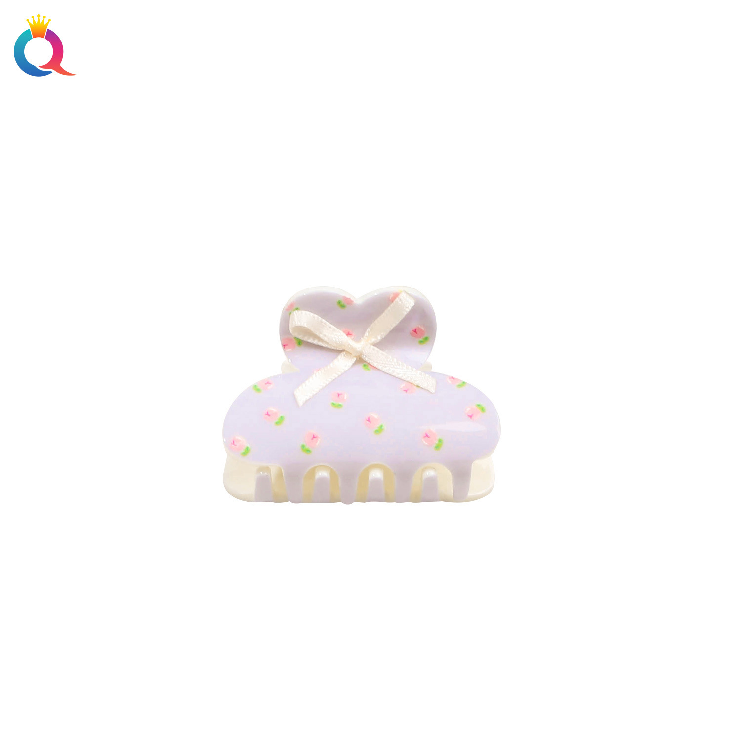 Wholesale of Qiyue acrylic printed hair clips, cream floral butterfly grab clips, shark grab clips, semi-grab hair accessories and hair accessories Item Picture