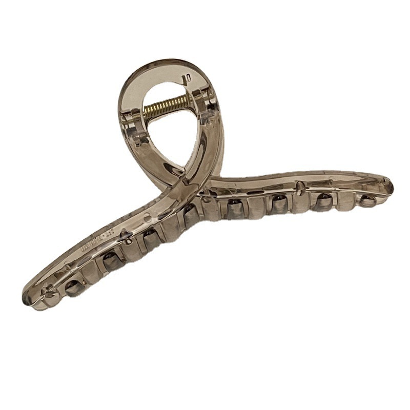 A new high-end Korean hair accessory with a transparent tea-gray color, featuring an extremely simple scratch-off clip and a stylish shark clip at the back of the head Item Picture