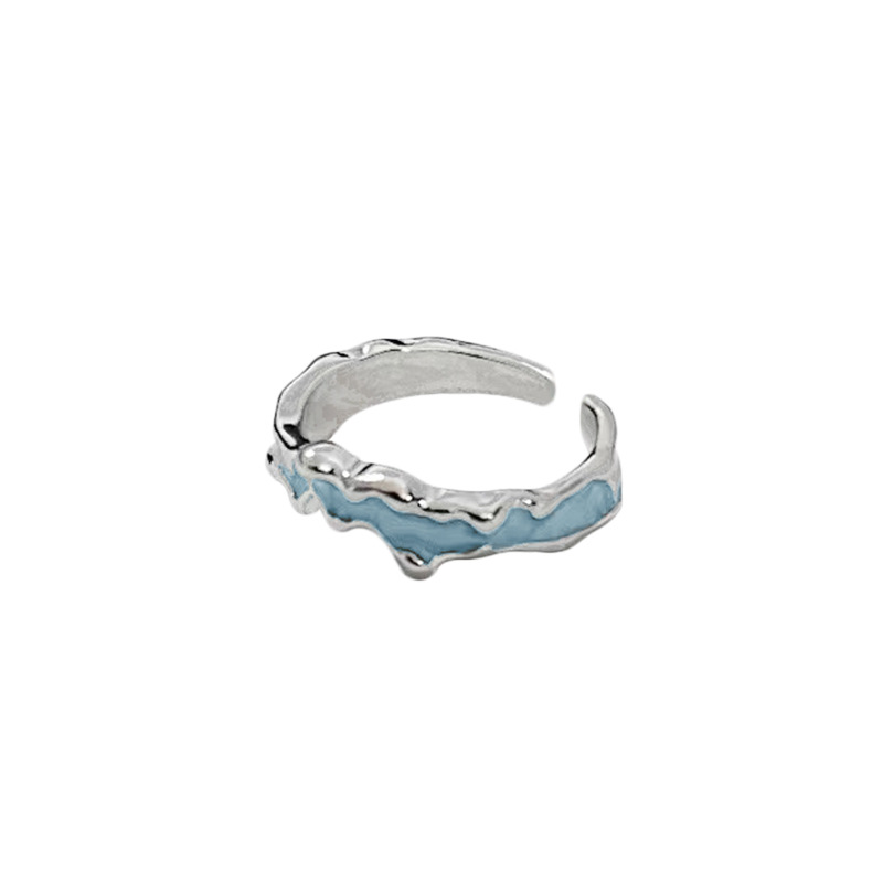 Liquid blue thorn personalized open ring, a fashionable and unique design for women, a cool index finger ring with a cold and trendy style on Instagram Item Picture