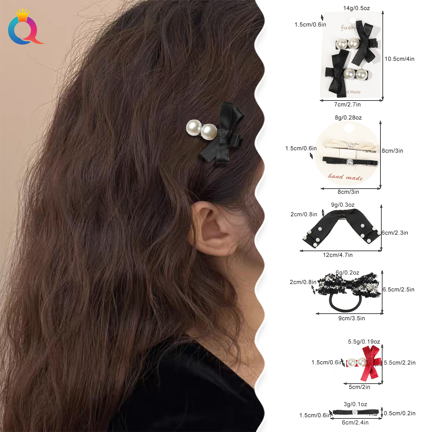 Qiyue Xiaoxiangfeng Ribbon Bow hair clips, versatile women's side hair clips, bangs clips, duckbill clips, hair accessories wholesale details Picture