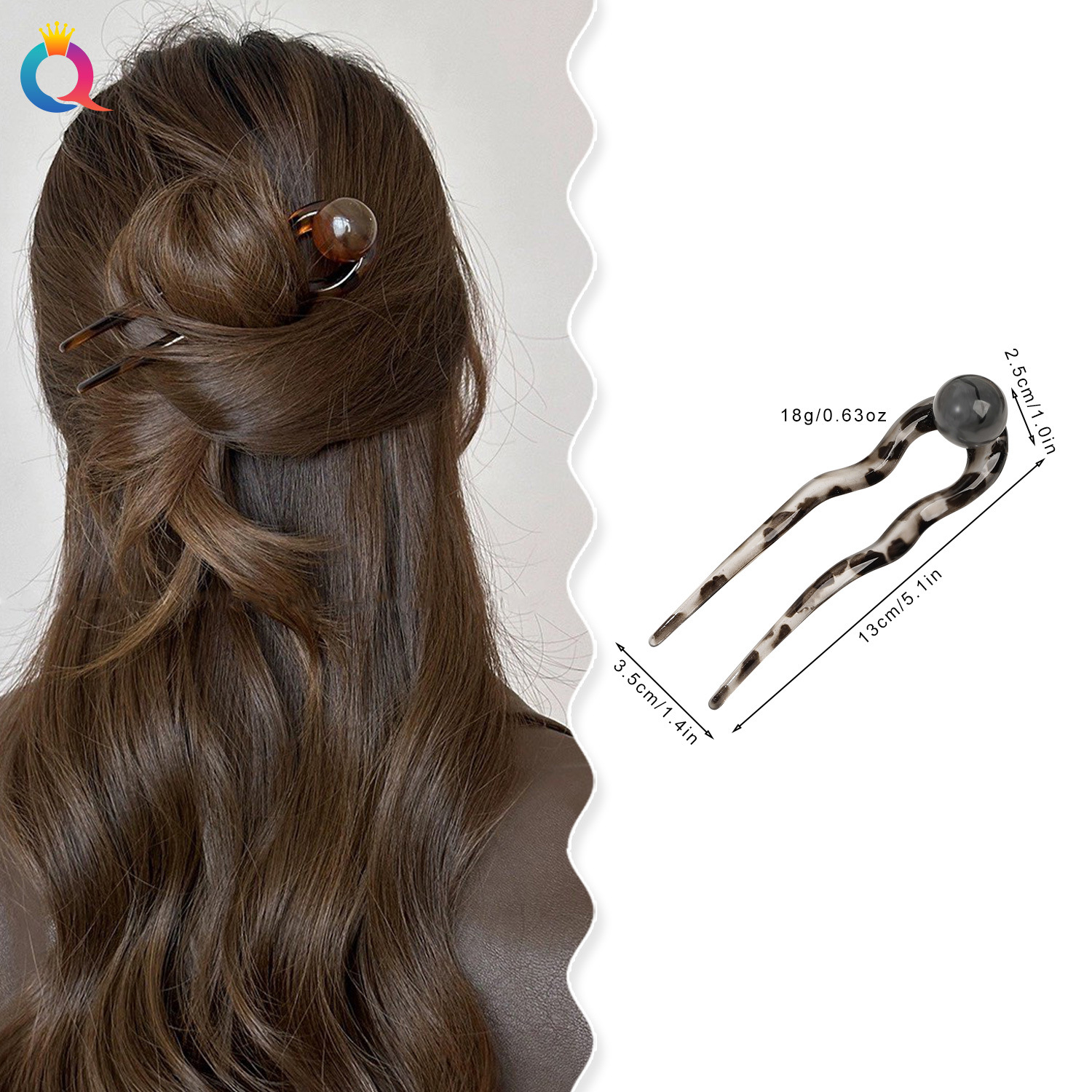 Qiyue Simple PC Pearl U-shaped hairpin, a high-end updo tool for women's back of the head, ancient-style hairpin and hair accessory wholesale details Picture