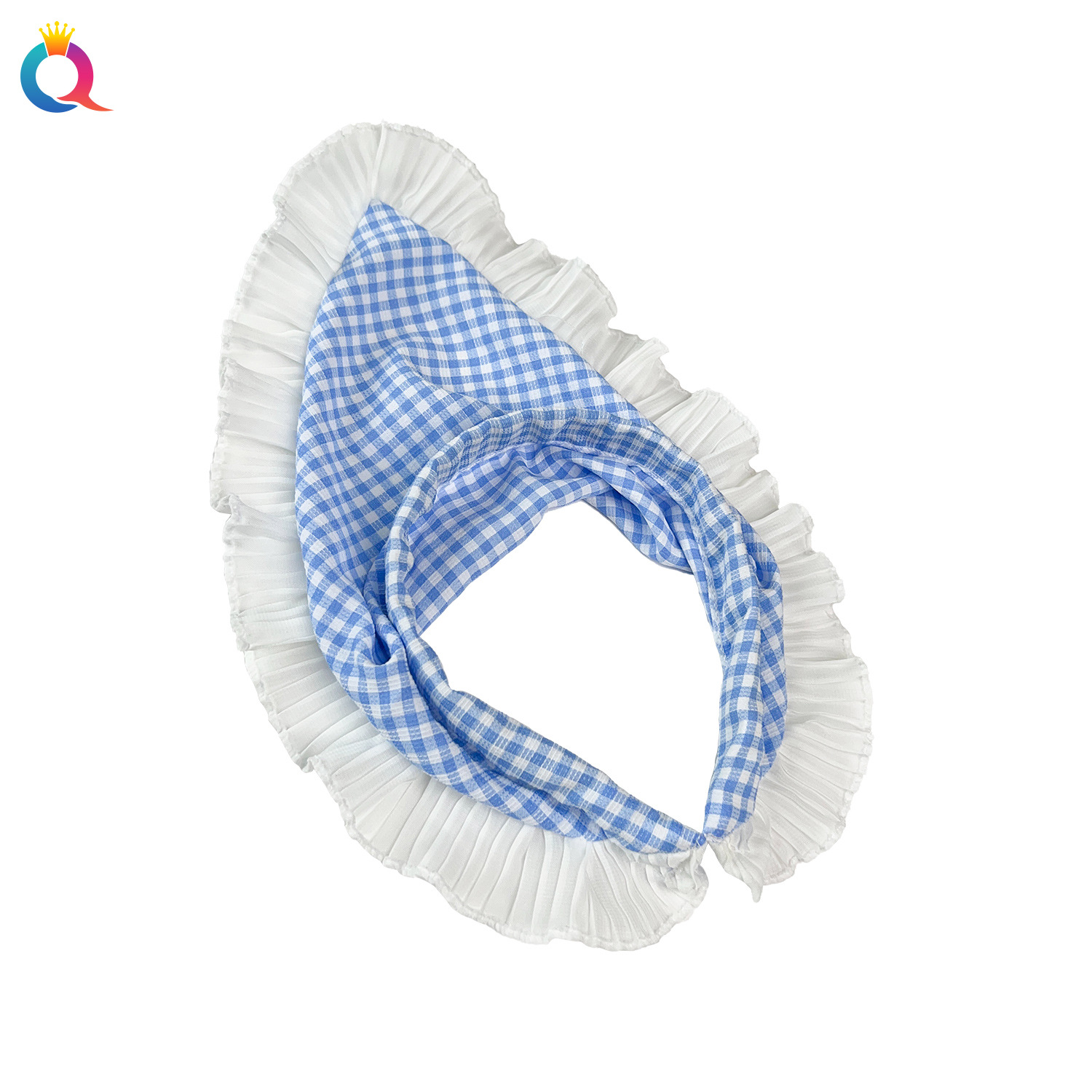 Wholesale of Qiyue Cross-border headscarves, hair bands, French checkered headbands, lace triangular headscarves, hair bundles and country-style hair bands Item Picture