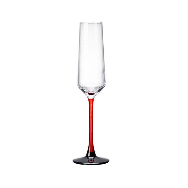 Household red stem high-footed champagne glass, high appearance level, black stem sparkling sweet wine glass, high-end wine glass cocktail glass Item Picture