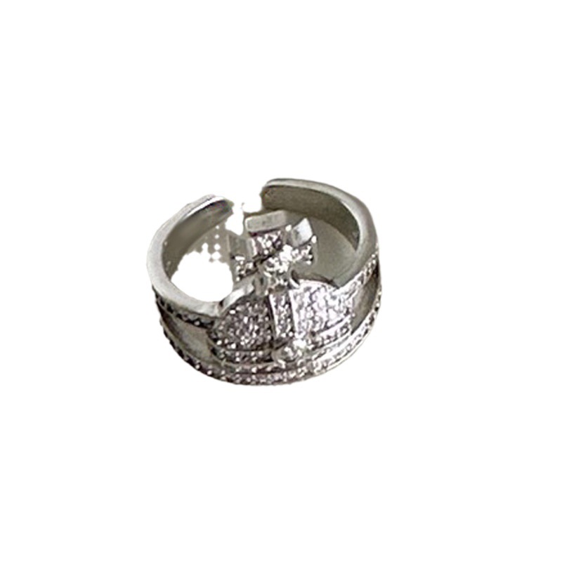 Saturn Full diamond French gentle open ring for women on Instagram, cold style planet, light luxury, elegant and versatile high-end ring Item Picture