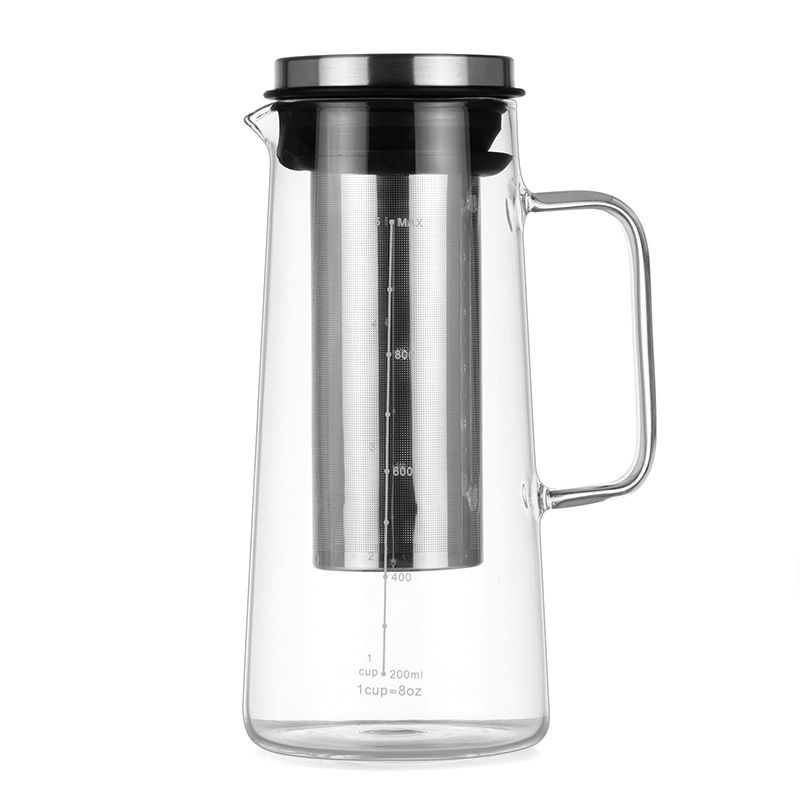 High borosilicate glass coffee pot, filter tea pot, large-capacity flower and fruit tea pot, cold-brew coffee pot, ice-drop cold-brew pot Item Picture