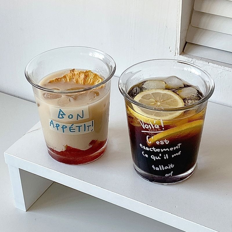 Flip-up cups, creative Instagram-style glass cups, Japanese and Korean tea cups, coffee cups, milk cups, and souvenir cups details Picture