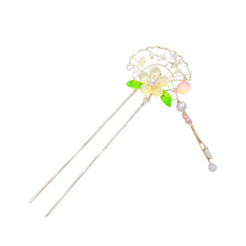 New Chinese-style high-end hairpins and hair accessories, sweet ancient Chinese style, super fairy-like forest-themed flower tassel hairpins, hairpins and headwear Item Picture