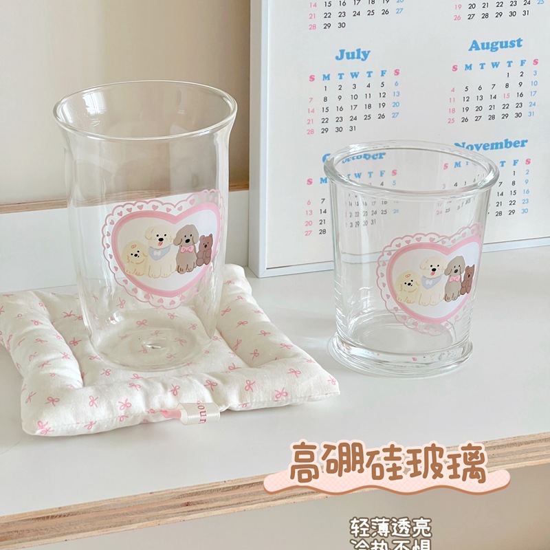 Bolimei Korean InS-style glass cold brew coffee cup, heart-shaped water cup, glass cup, large-capacity drinking cup Specification drawing