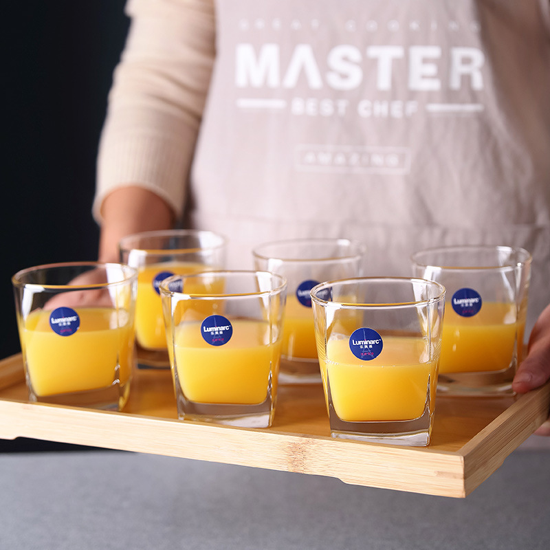 Le Meiya thick-bottomed square glass, Stellanin straight glass, heat-resistant water glass, juice drink glass, whisky glass Application Scenario