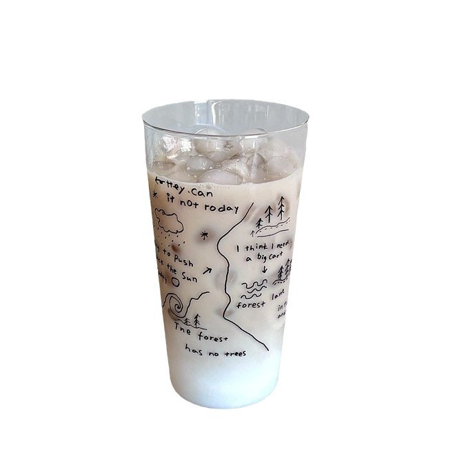 Homemade large-capacity American coffee cups, glass cups, weather map cups, milk cups, breakfast juice latte cups Item Picture