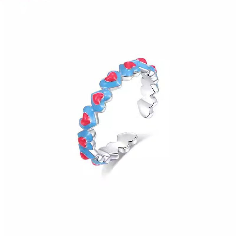 Sweet and cool style pink drip glaze open ring for women, y2k dopamine ring, niche design, individual and fashionable index finger ring Item Picture