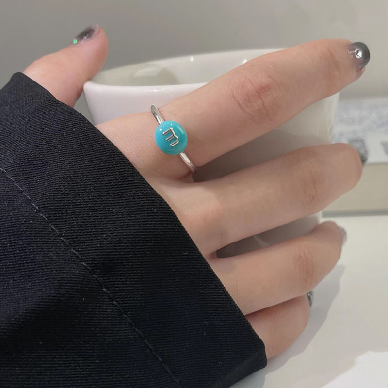Sweet and cool Enamel m Bean Fun Open Ring, a new fashionable, casual and personalized index finger ring in a fresh and innocent style for women details Picture