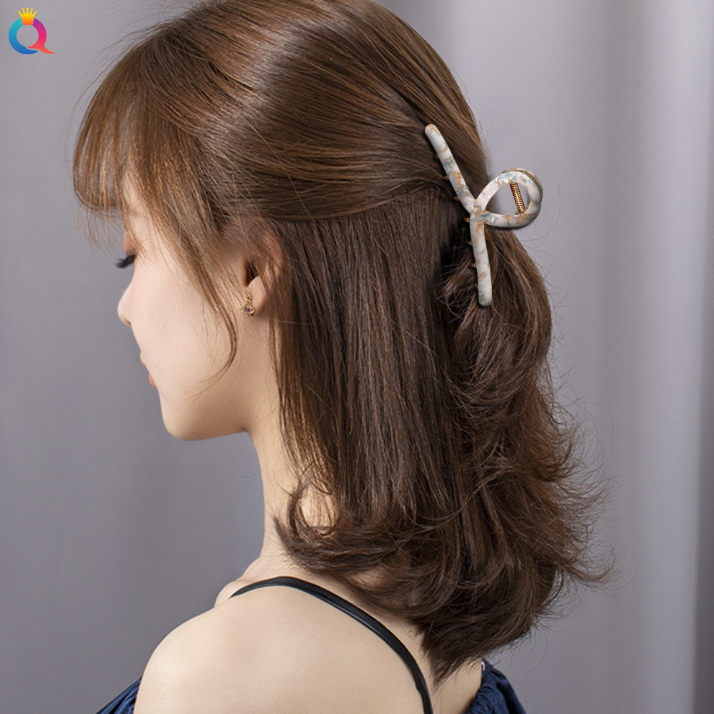 Qiyue Korean-style acetate board hair clips, large cross grab clips, personalized back head plate hair clips, shark clips for women wholesale details Picture