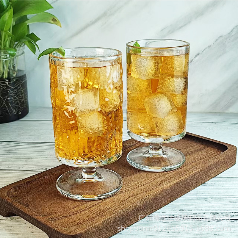 Bark-patterned highball cups, ins household glass cups, coffee cups, juice cups, sparkling water cups, beverage cups, whisky cups